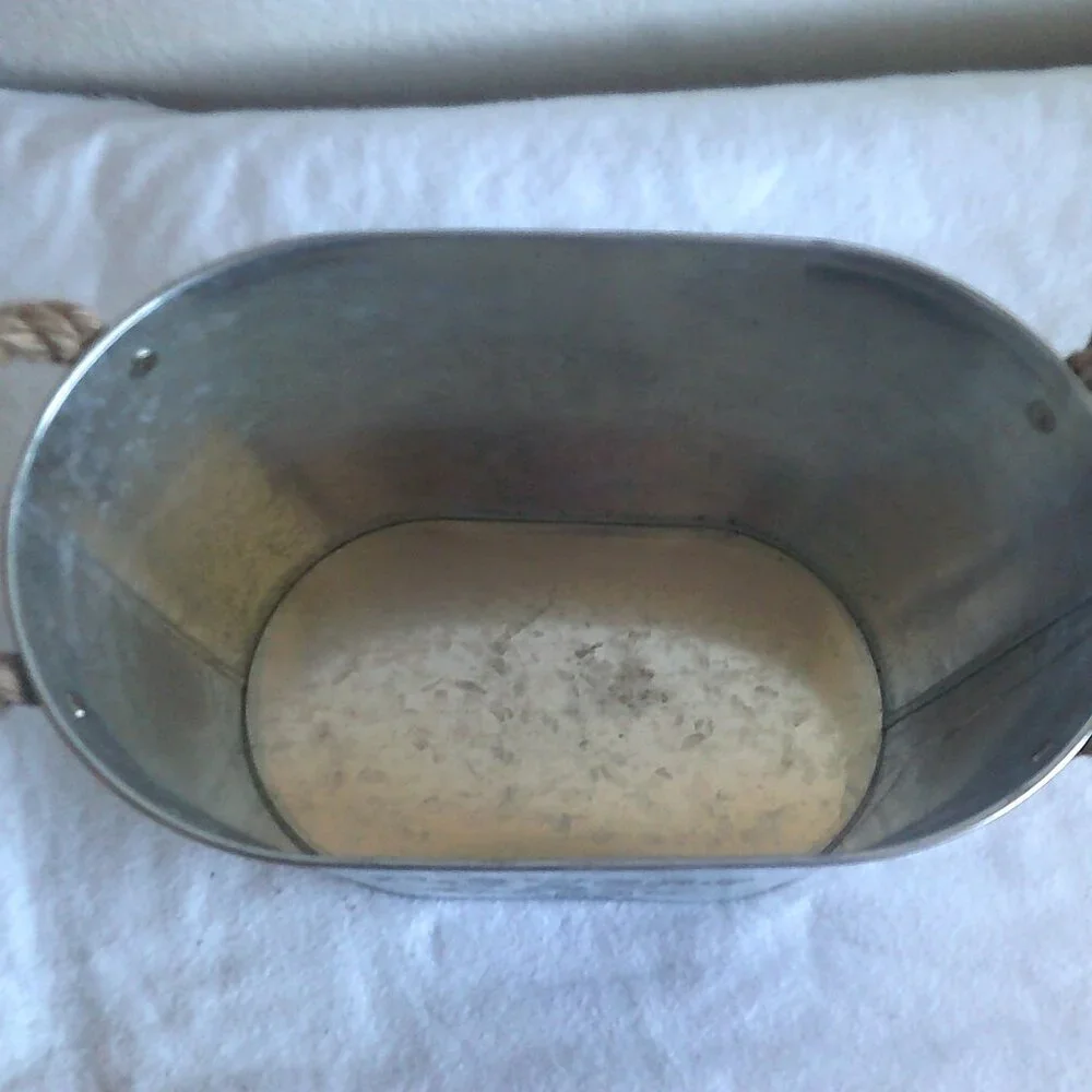 Galvanized Steel Bucket PLANTER with Rope Handles Large FLOWERS & GARDEN